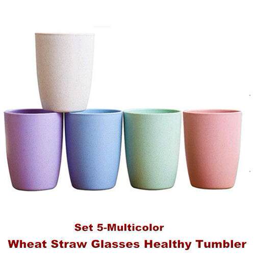 Wheat Straw Glass Tumblers Reusable Drinking Glasses Cup