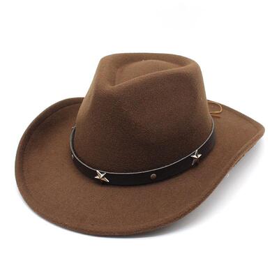 Western cowboy top hat with woolen hat 毛呢帽西部牛仔礼帽