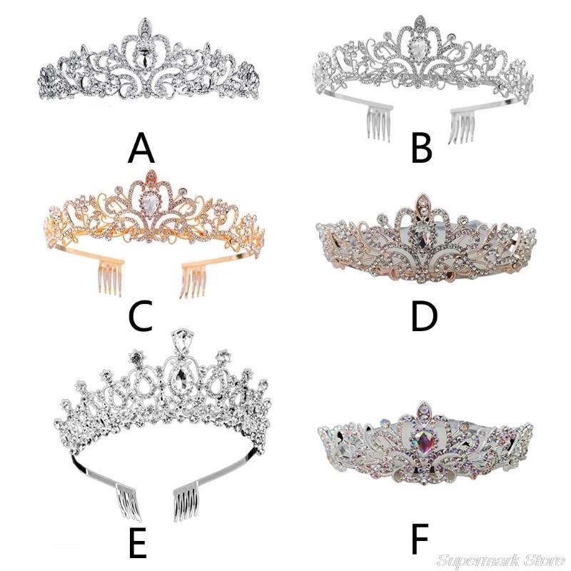 Crystal Crown Tiara with Comb Headband for Women Girls Weddi
