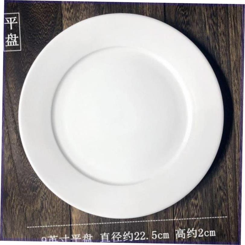 4 pure white round plates Dinner plate home cerami