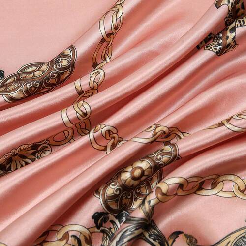 Leopard chain decoration satin scarf headscarf 缎面丝巾头巾