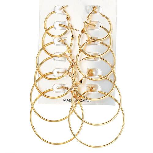 12PCS Women Exaggerated ear clip ring circular earrings set