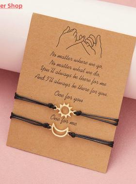 2 PCS/Set Couple Bracelet For Women Lover Sun Moon Star Hear