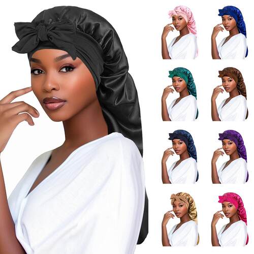 Jumbo Size Sleep Bonnet Hair Cap Elastic Tie Band Adjustable