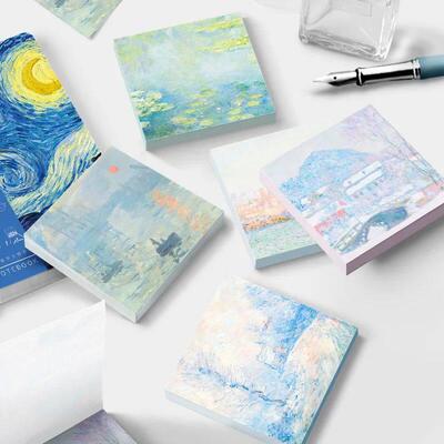 Painting Memo Pad Monet Van Gogh No-sticky Note Decal Scrapb