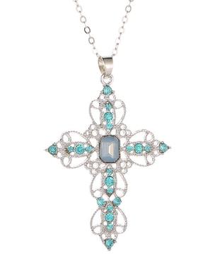 Cross necklace with diamond necklace and collarbone chain