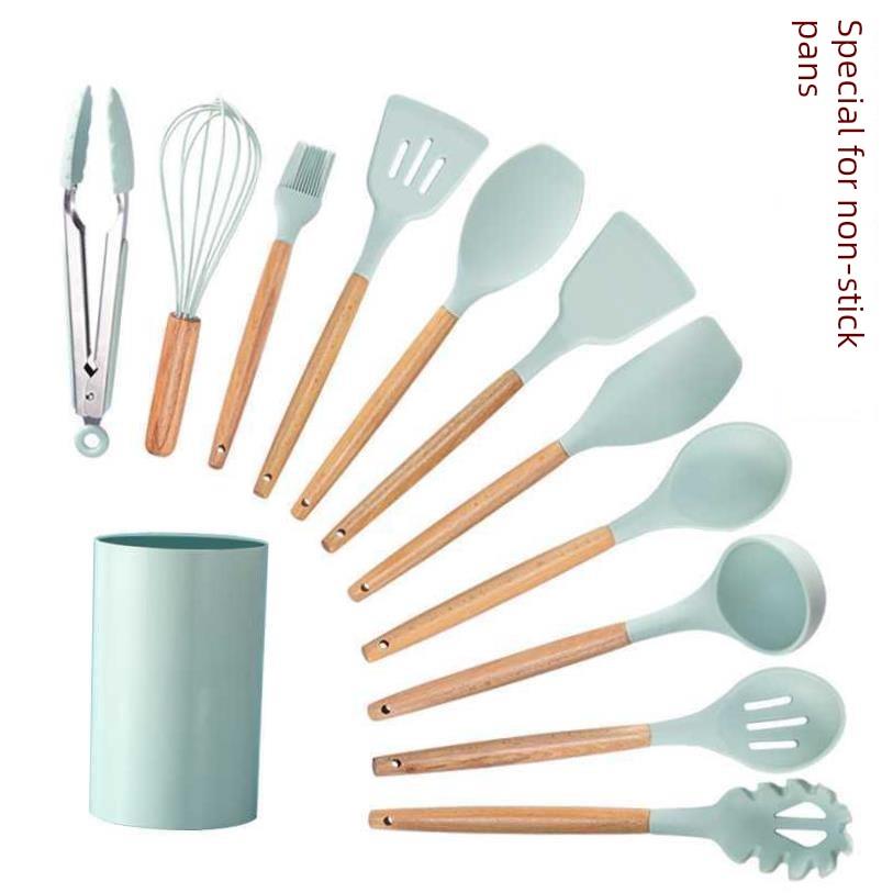 Silicone spatula, stir-frying pan, slotted spoon kitchen set