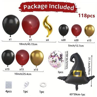 118PCS Magic School Balloon Flower Ring Arch Set, Magic Scho