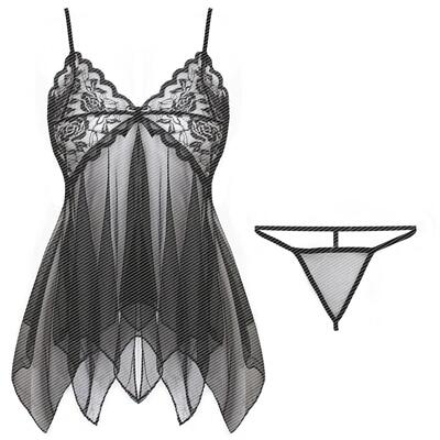 Sexy lingerie sexy women's suspender mesh nightdress