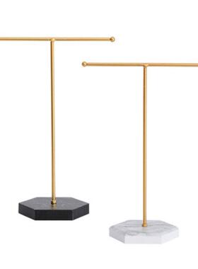 Marbled T-Shape Jewelry Rack Metal Necklace Holder Jewelry T