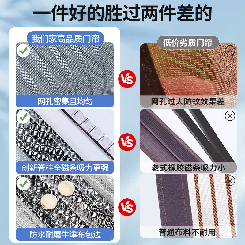 夏季防蚊门帘全磁条家用魔术贴胶带磁吸卧室房间家用免打孔金刚网