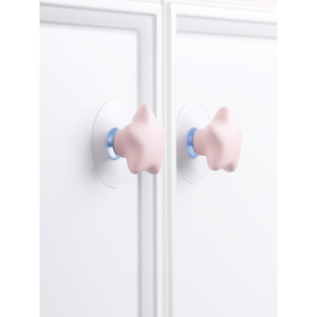 新款星星免打孔拉手衣柜门橱柜抽屉玻璃门单孔陶瓷免钉自粘小把手