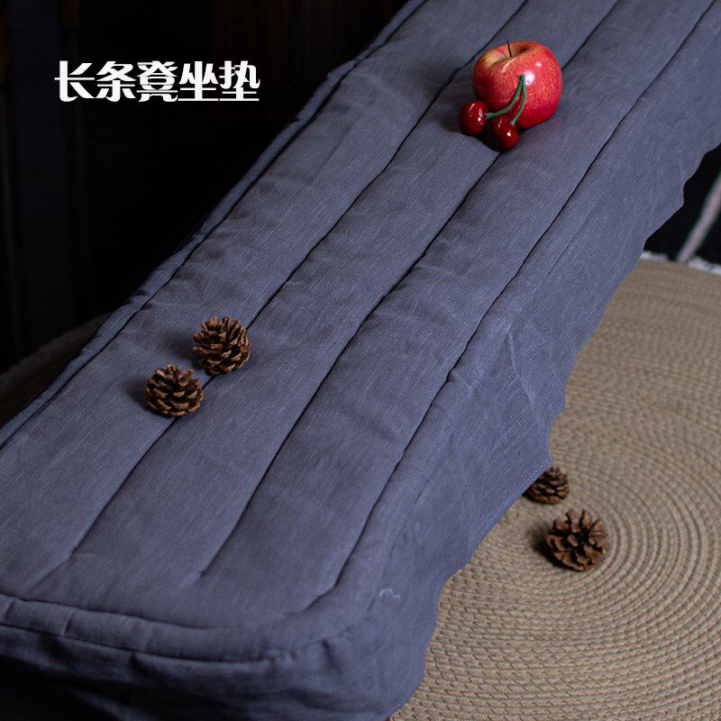 简约棉麻粗布长条凳坐垫亚麻餐椅垫办公室座垫中式沙发垫布艺定制