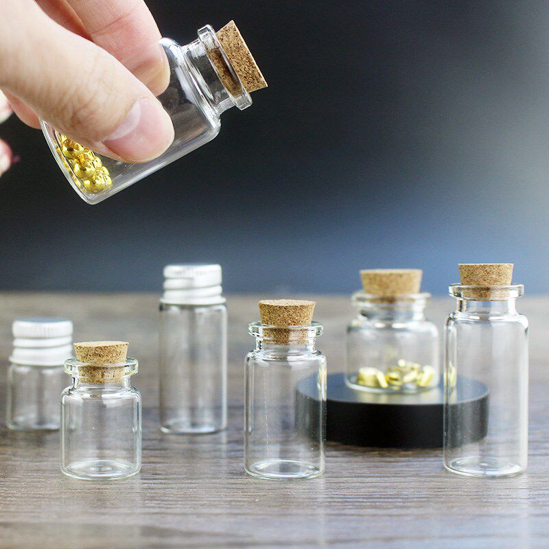 包邮50个一克小金豆子1g玻璃瓶子金瓜子手指瓶存珠瓶迷你金珠小罐