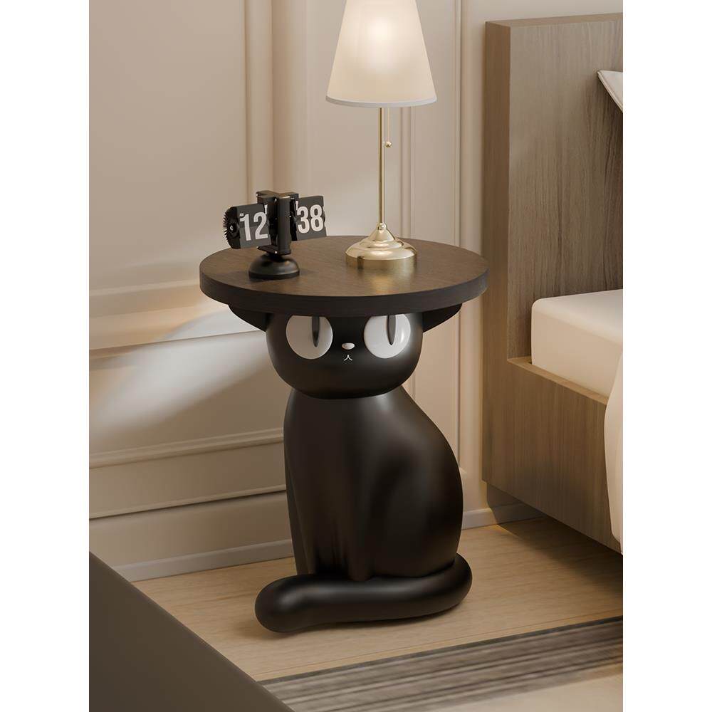 客厅黑猫茶几装饰落地摆件家居客厅电视柜边几玄关床头柜置物架