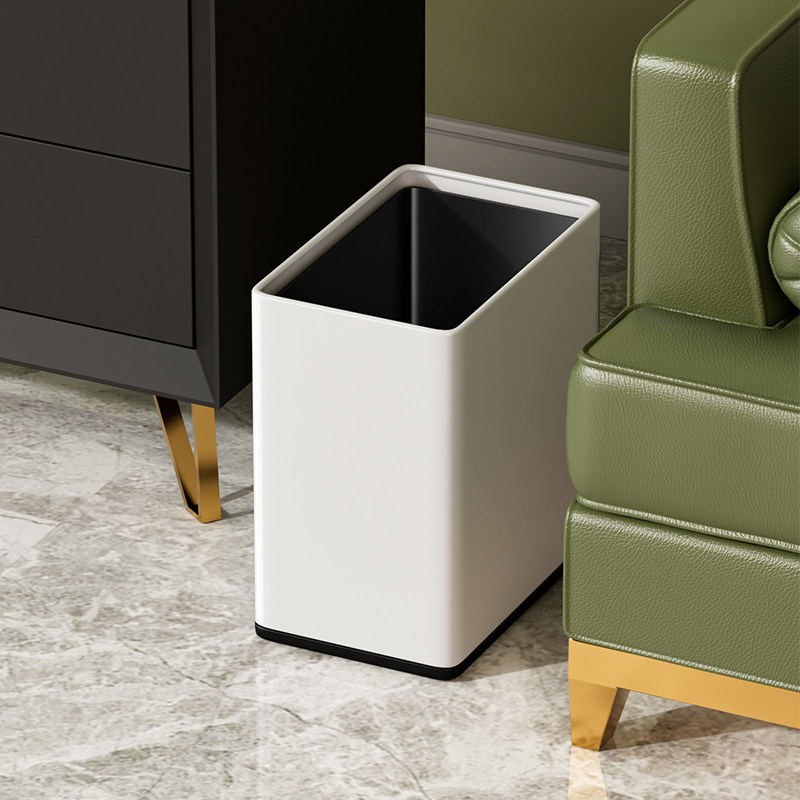 不锈钢垃圾桶双层家用客厅窄缝轻奢无盖厨房卧室办公室卫生间大号