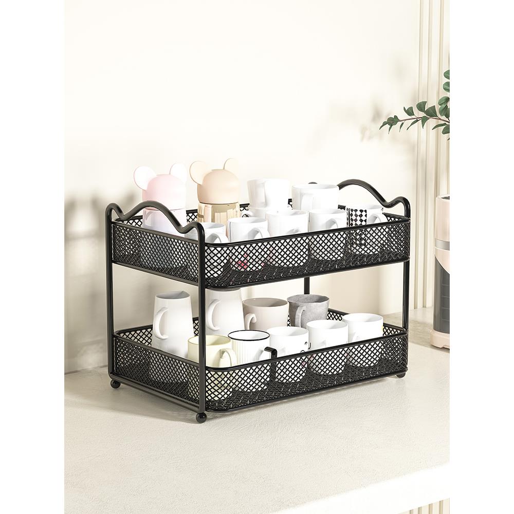 杯架杯子收纳置物架桌面放水杯茶杯整理架餐桌上双层玻璃杯沥水架