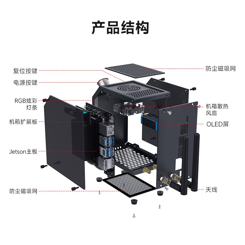 亚博智能Jetson Nano/NX/Orin/Xavier铝合金机箱金属保护外壳主机