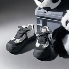 【黄子弘凡同款】SOAP OPERA黑白熊猫德训鞋2024新款增高厚底板鞋