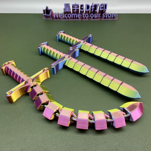 3D打印剑鞭炫酷可弯折创意解压神器宝剑模型男孩儿童玩具益智礼
