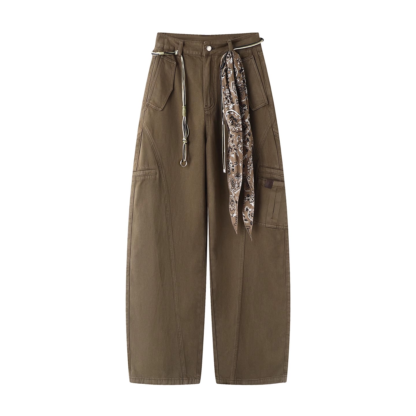 冬款女装丝巾装饰不对称口袋弯刀