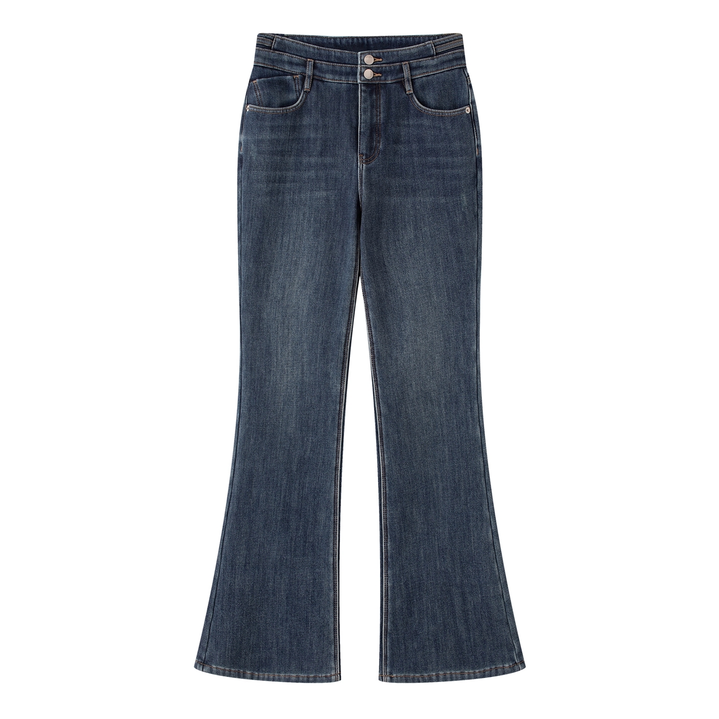 高腰显瘦微喇加绒牛仔裤女