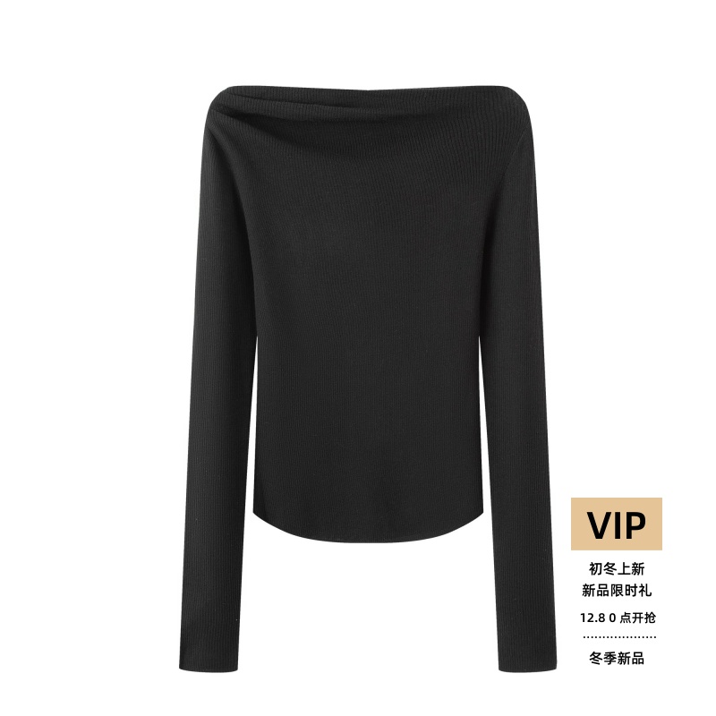 一字领毛针织衫毛衣女