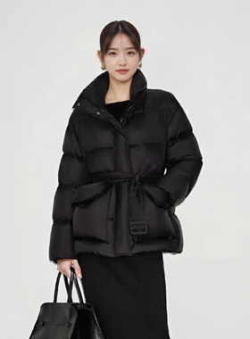 arioser艾诺丝娃官方旗舰店2025冬季黑色立领羽绒服外套AR004154