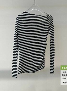 ariosea艾诺丝娃官方旗舰店2026春款藏青一字领针织衫女BR601138