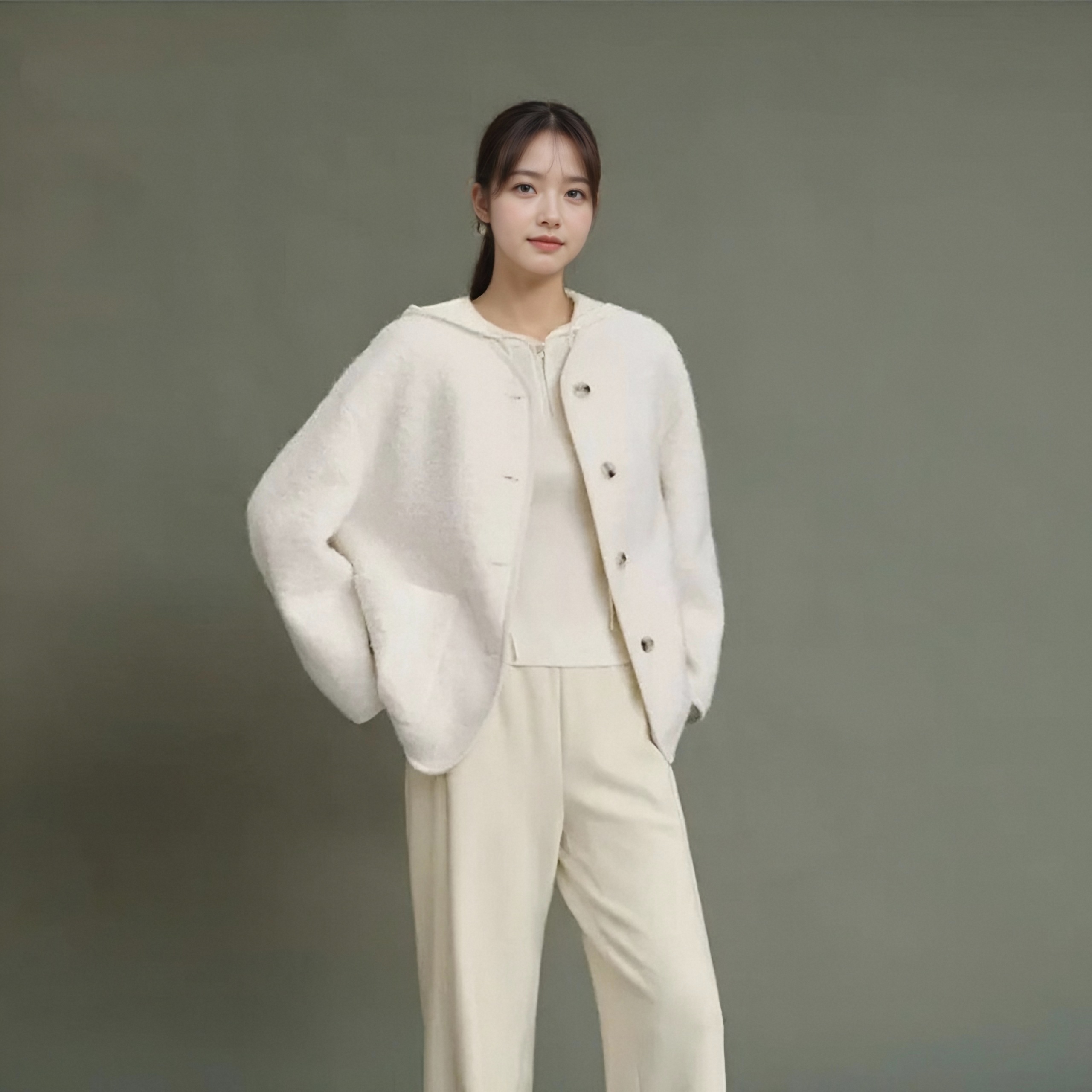 2025冬款休闲宽松羊毛呢外套女