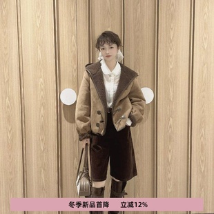 D家【刘浩存同款】外套2025冬季新款美拉德连帽加绒外套女3J4G102