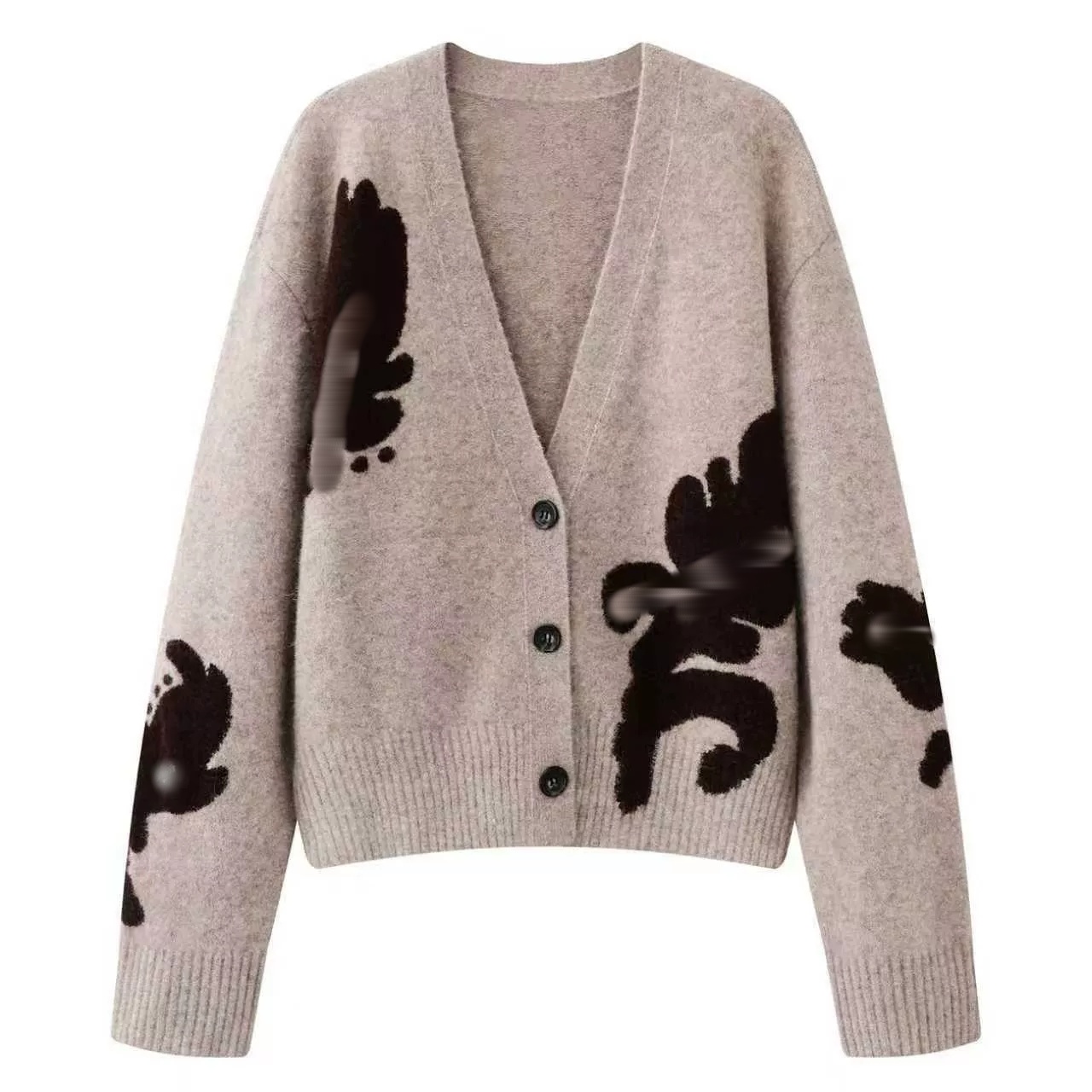 休闲时尚百搭宽松V领针织开衫