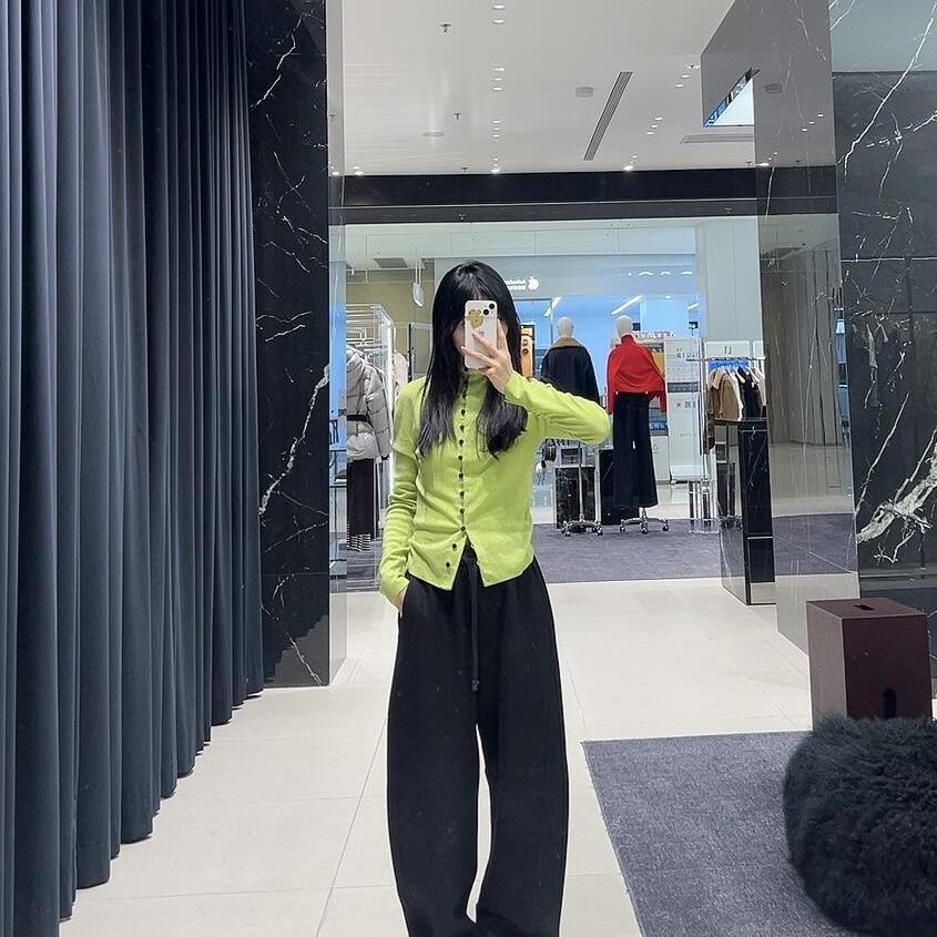 简约风单排扣修身显瘦毛针织开衫