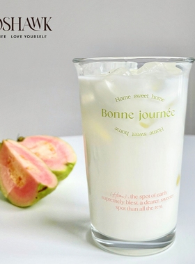 GOSHAWK玻璃杯透明英文字母水杯高颜值ins咖啡杯牛奶杯冷饮杯家用