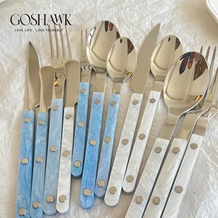 GOSHAWK餐具高颜值不锈钢牛排刀叉ins风精致西餐餐具刀叉勺三件套