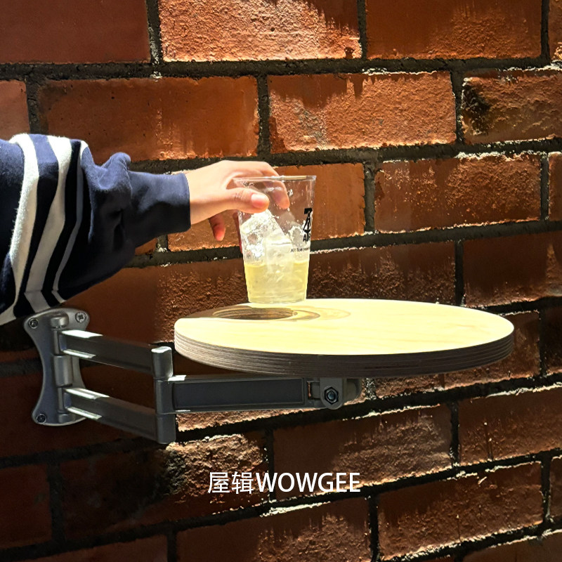咖啡店软装-海洋板折叠茶几圆桌金属支架360度贴墙收纳不锈钢杯垫,住宅家具,桌子,淘宝优惠券,粉丝福利购,淘宝优惠卷