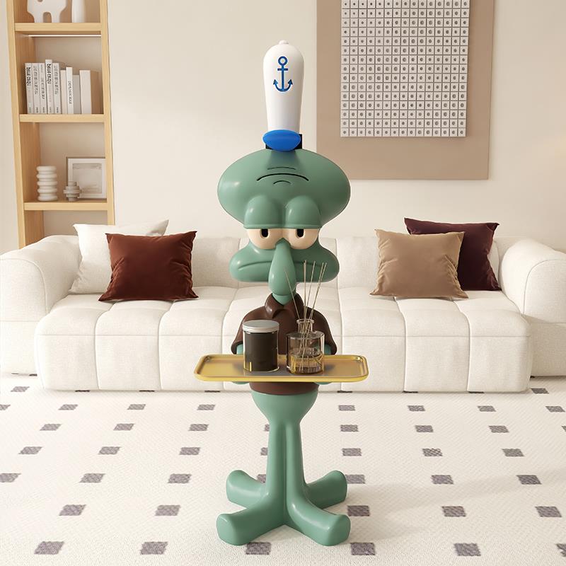 网红章鱼哥托盘落地大号摆件电视柜沙发旁装饰客厅置物架钥匙收纳