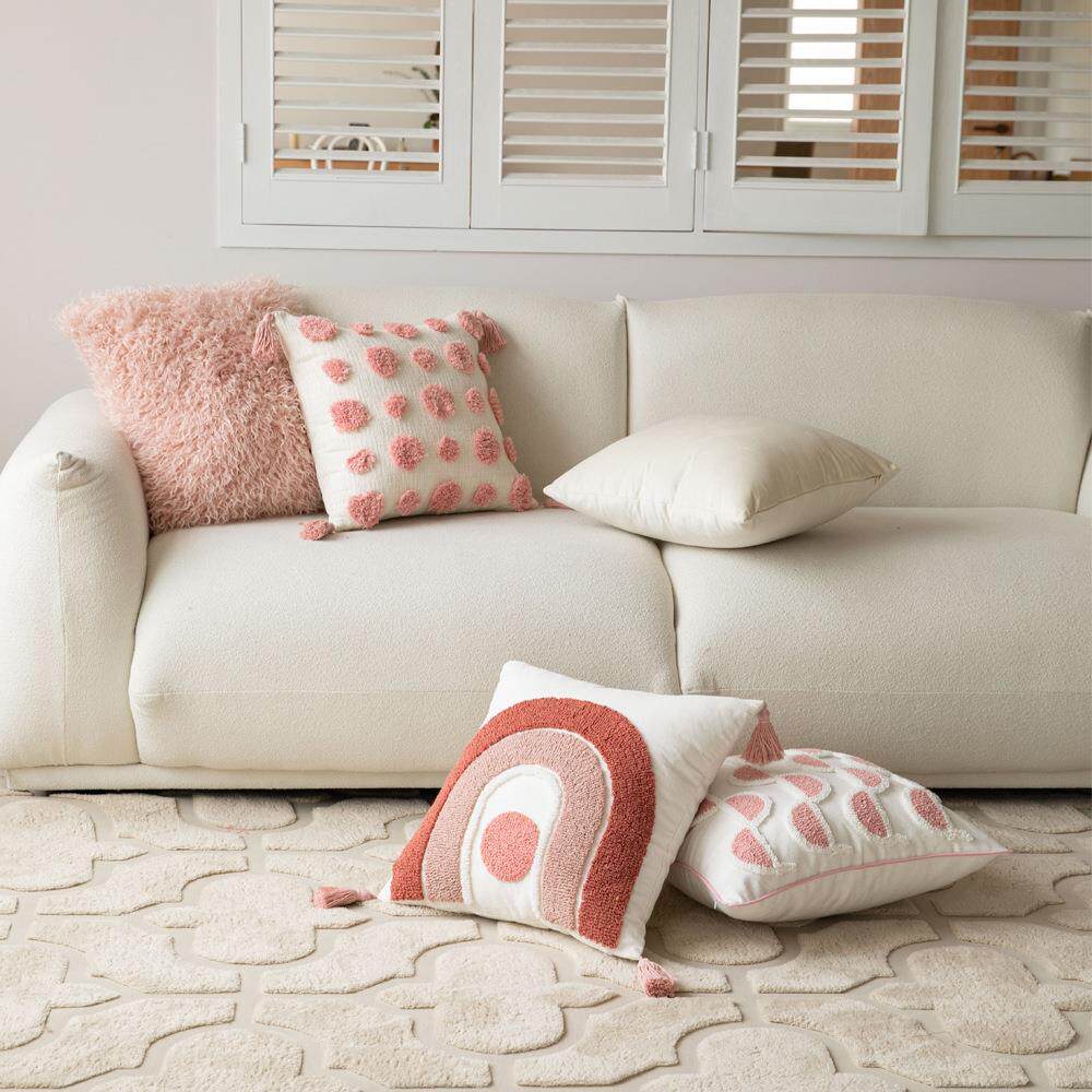 新款流苏抱枕客厅沙发现代粉色波点靠枕方形靠靠罩个性拆卸枕套