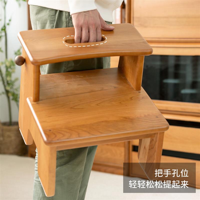 良朴家具羊驼凳家用樱桃木防滑实木垫脚凳儿童脚踏凳洗手台阶梯凳