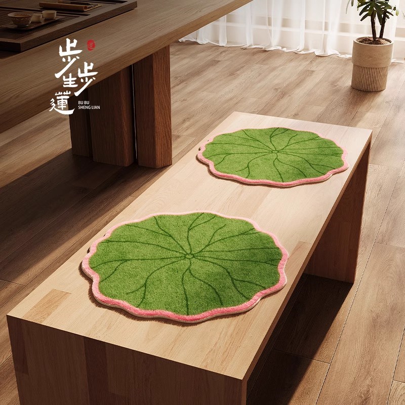 新中式圆形坐垫椅子垫圆凳禅垫蒲团荷花座椅椅垫莲花图案茶凳座垫