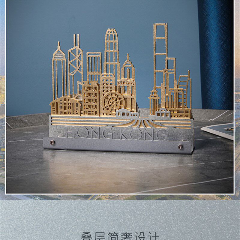 城玥金属玥影系列城市创意摆件上海香港澳门商务企业造型定制礼品