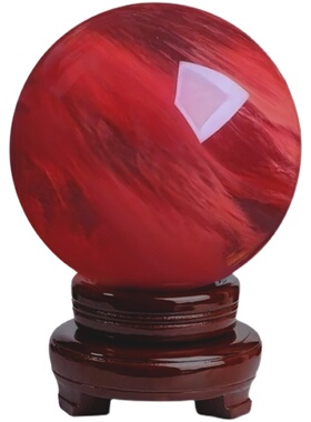 精选天然红色水晶球客厅装饰品风水球招财摆件江苏连云港东海水晶