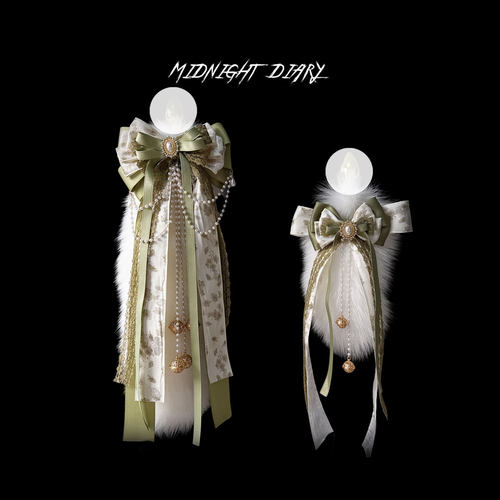 Midnight Diary 原创复古蝴蝶结宫铃狐狸真毛尾巴插件cosplay道具