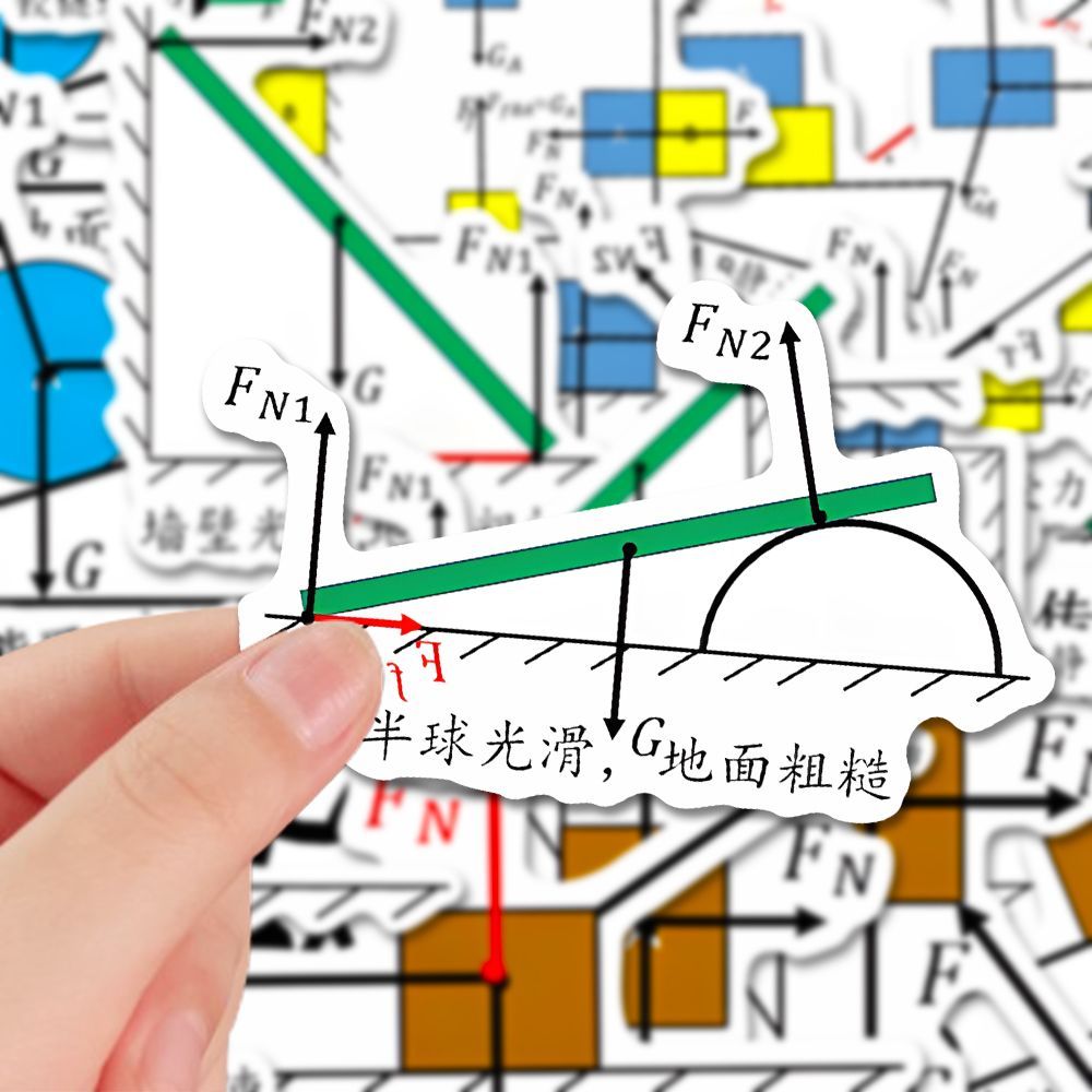 精选物理受力分析详解知识点贴纸手账素材自粘diy装饰手机壳贴画