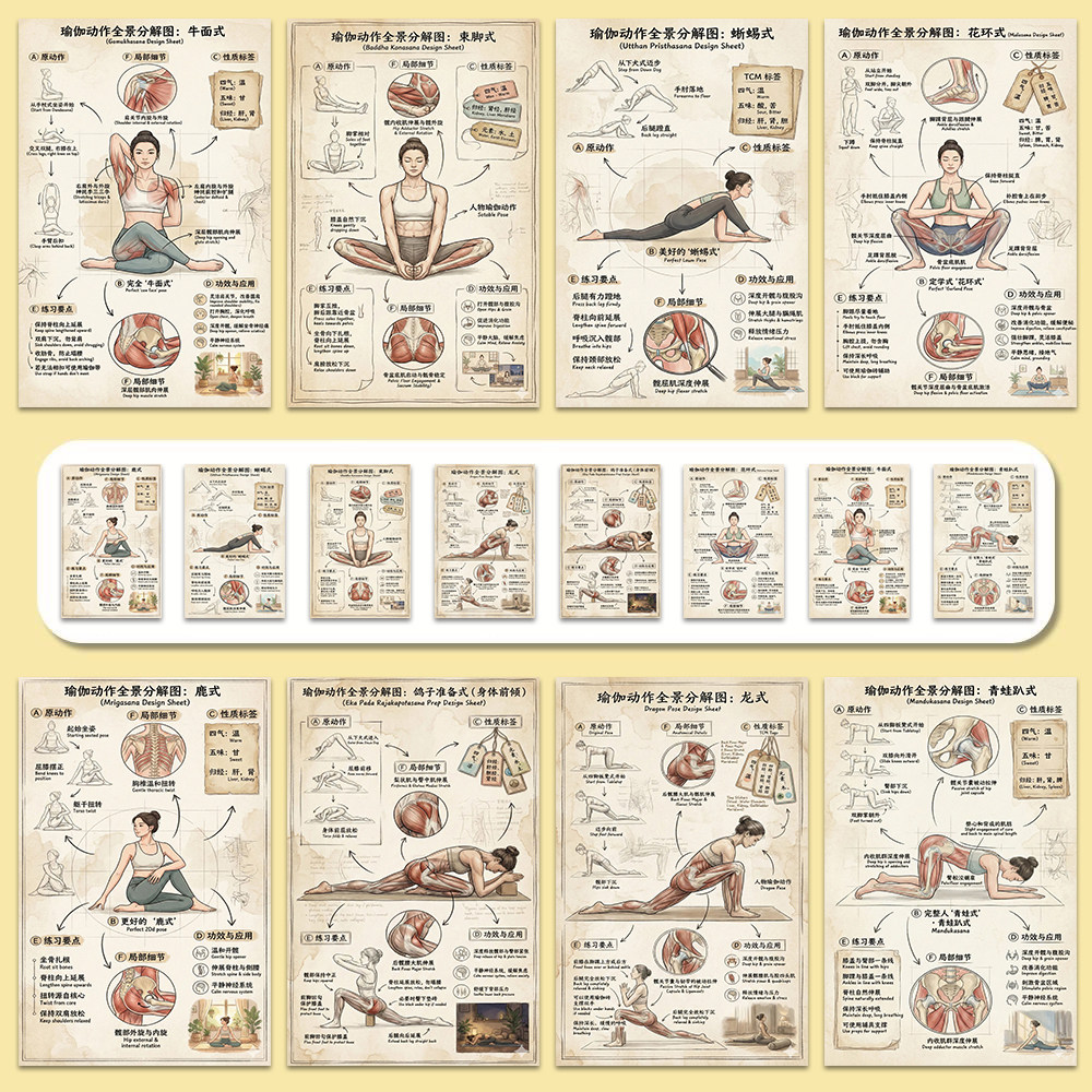 【高清】24大张瑜伽开髋体式动作全景分解图居家也可锻炼身体贴画,文具电教/文化用品/商务用品,贴纸/立体贴纸,淘宝优惠券,粉丝福利购,淘宝优惠卷