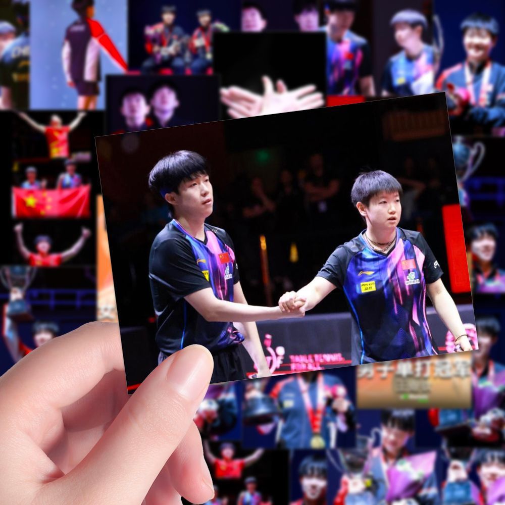 160张莎头贴纸组合混双冠军王楚钦孙颖莎国乒夺冠diy装饰贴画