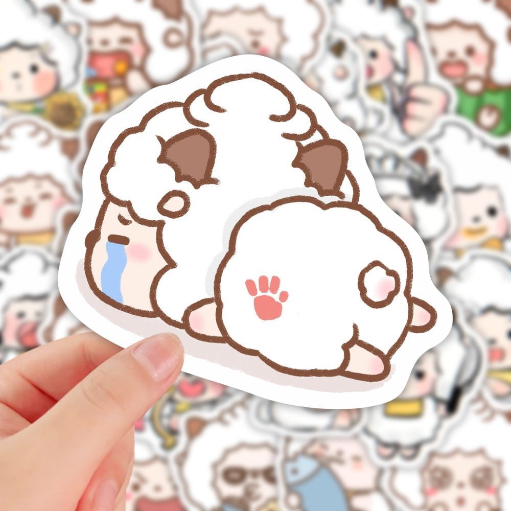 卡通Q版小羊贴纸童年回忆动漫影视贴画手账素材自粘diy装饰胶带