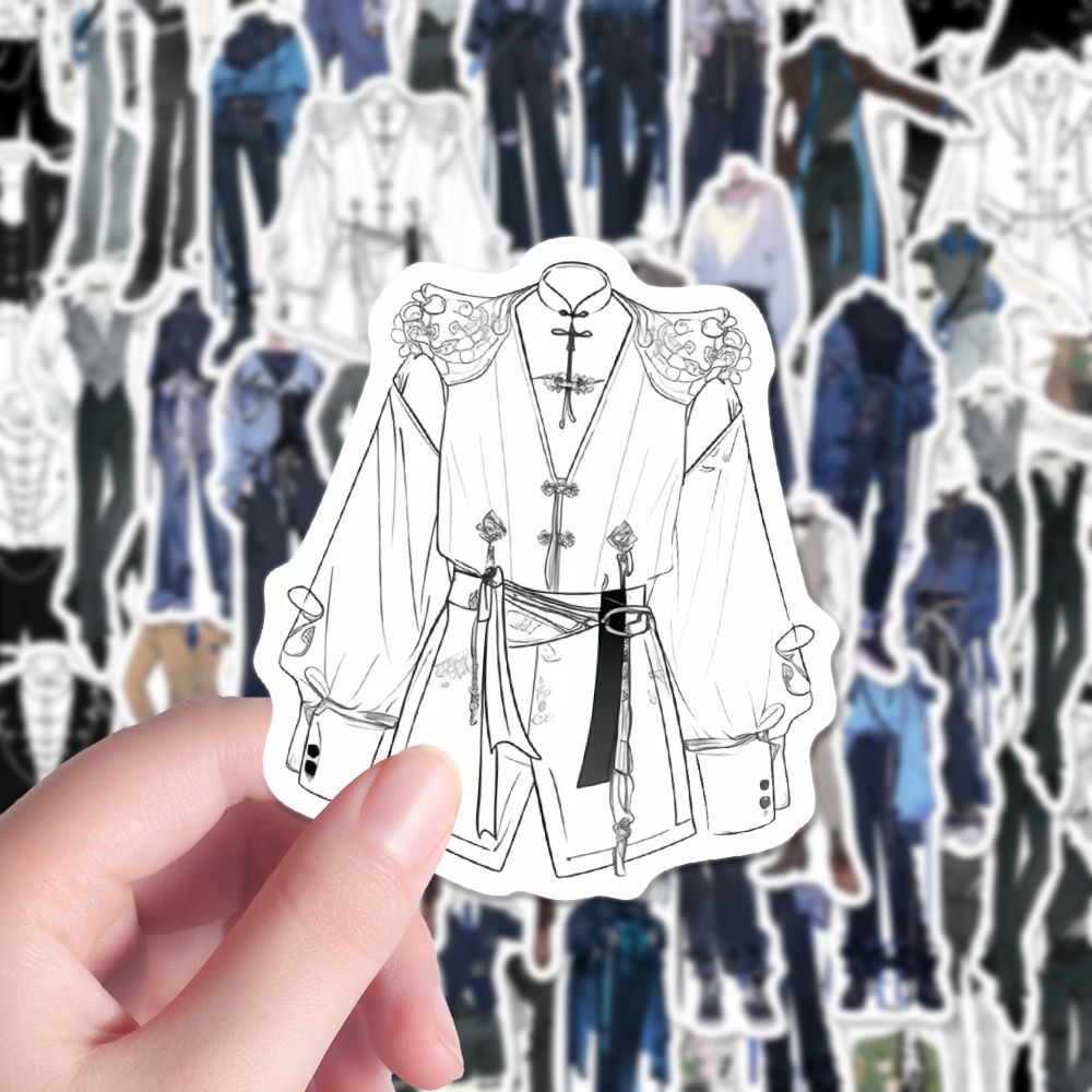 134张免服男oc贴纸美术初学者二次元动漫服装素材创意diy贴纸