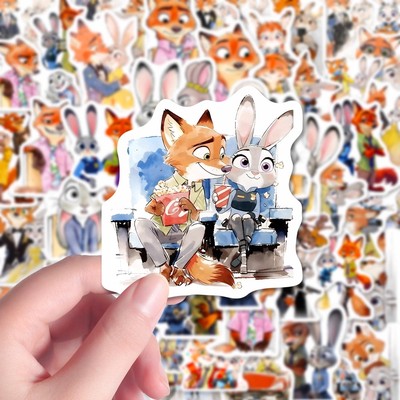 【新品】疯狂动物城2尼克朱迪CP贴纸亲爱的兔子警官卡通周边贴画
