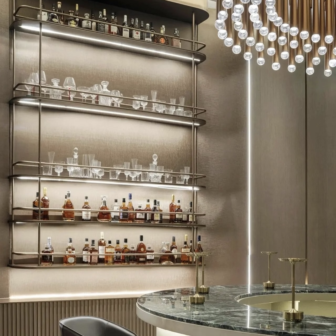 定制酒吧不锈钢吊架悬挂酒架餐厅不锈钢吊柜水吧台餐厅金属架子